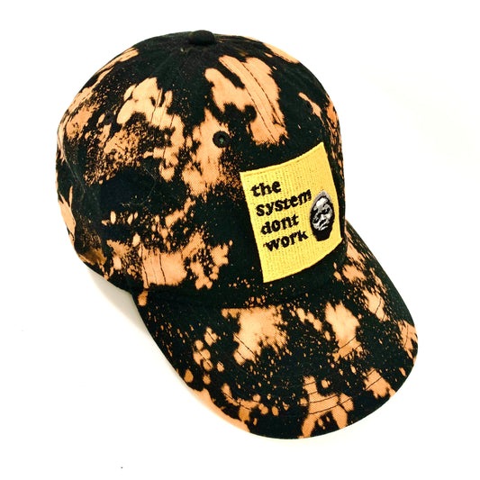 Acid Wash Bleach-Dyed [Black] TheSystemDontWork 1.1 Lo-Pro "Dad Hat" Cap