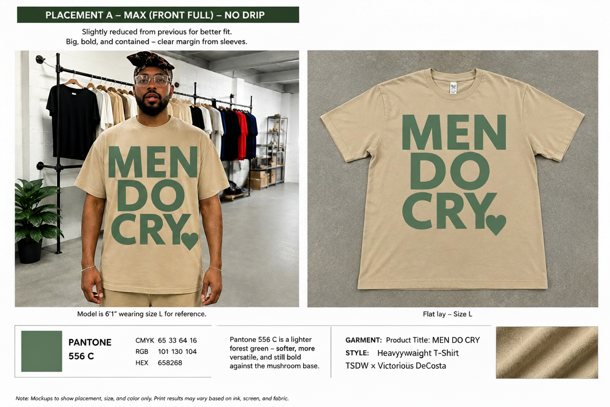 MEN DO CRY Heavyweight T-Shirt 💧 TSDW × Victorious DeCosta